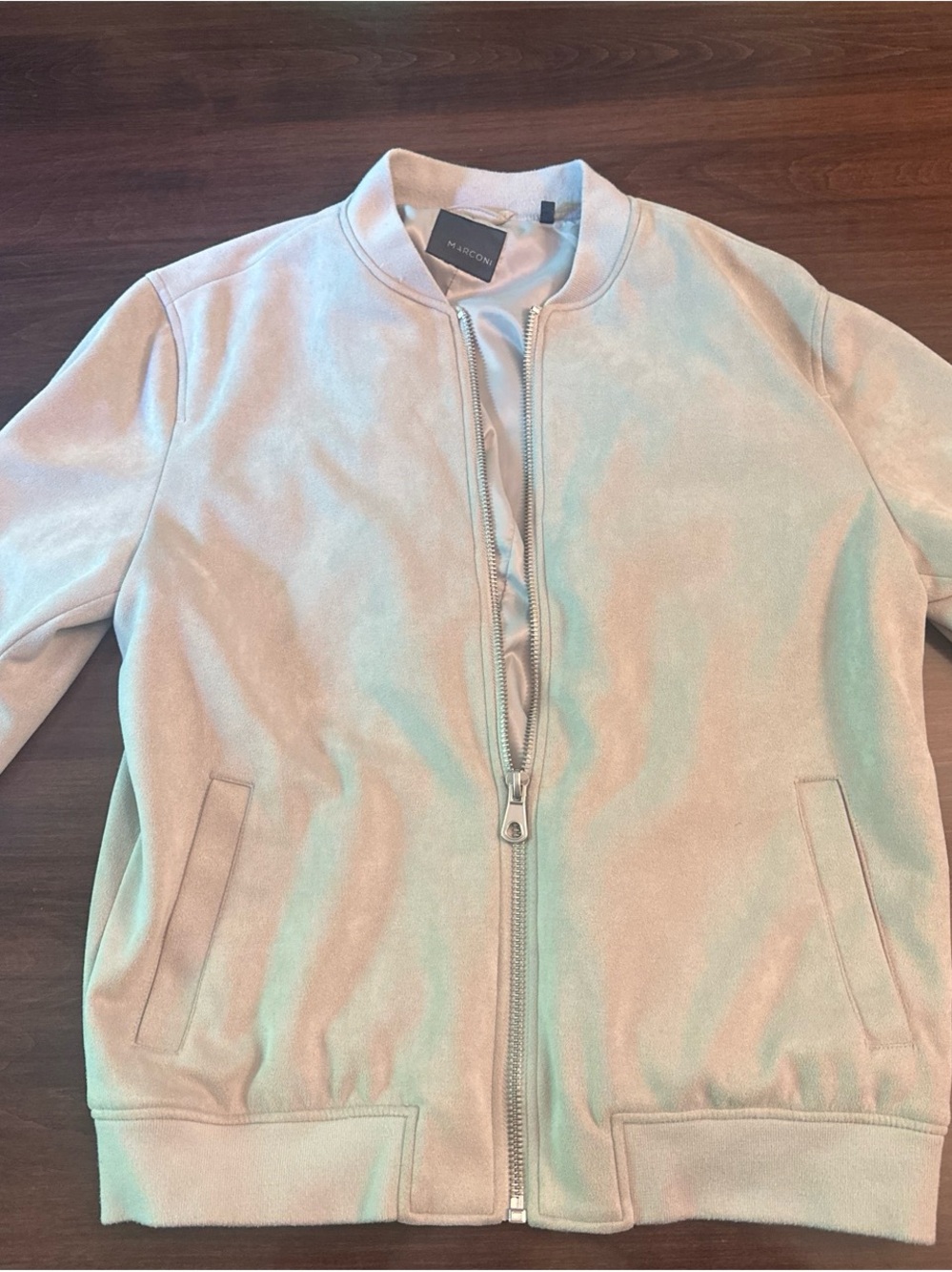 Reiss Men's Light Beige Bomber Jacket - Zip Front Windbreaker